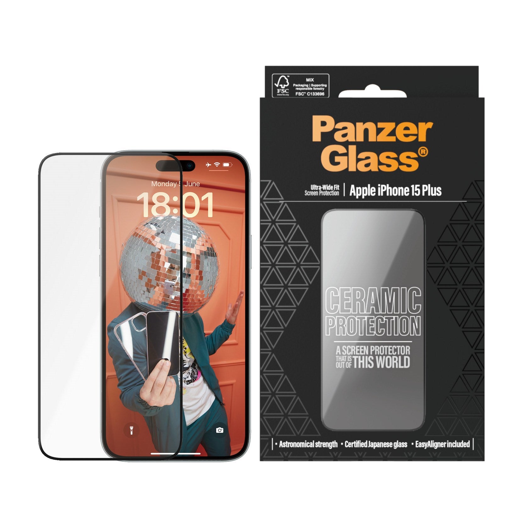 PanzerGlass® Ceramic Protection for iPhone 15 Plus | Ultra-Wide Fit w. EasyAligner w. EasyAlignerr